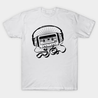 REWIND (Cassette & Retro Headphones) T-Shirt